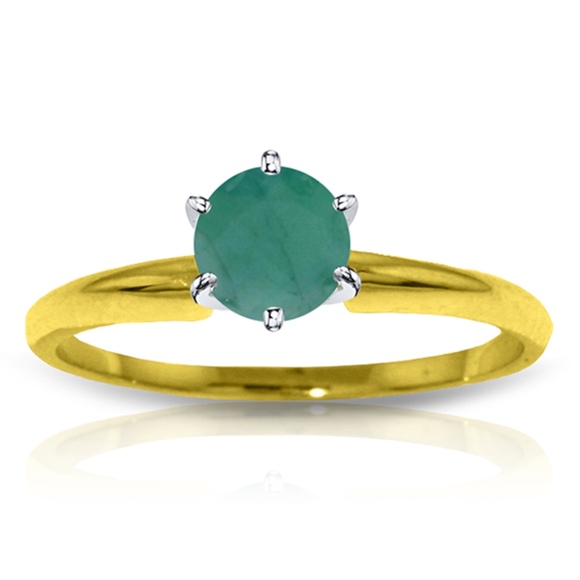 SOLID GOLD SOLITAIRE RING WITH NATURAL EMERALD